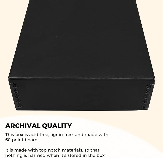 Golden State Art, Drop Front Archival Storage Box, 8.75"x10.75"x3"-Black | Acid-Free 8x10 Museum Photo Storage Box with Metal Edge, Preserve Documents, Prints, Poster, Photographs, Arts And Crafts