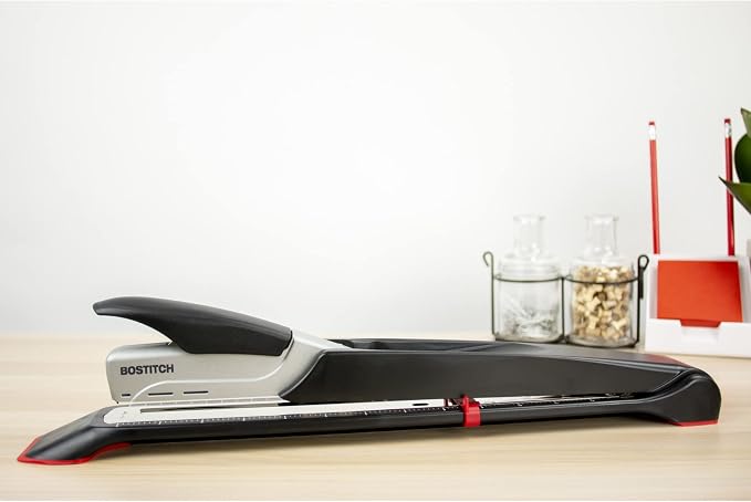 Bostitch Office Booklet Stapler - One Finger, No Effort, Spring Powered, Long Reach Stapler - Silver (1610)