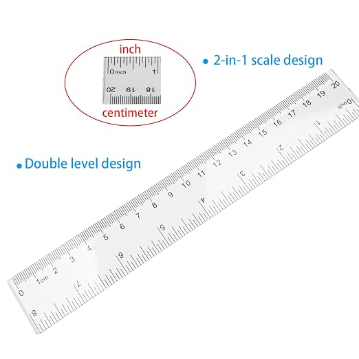 3 Pieces Transparent Plastic Ruler, 8 inch (20cm) Ruler, Pack of 3, Clear Ruler, Plastic Ruler, Rulers for Kids, Measuring Tools, Ruler Set, Ruler inches and Centimeters