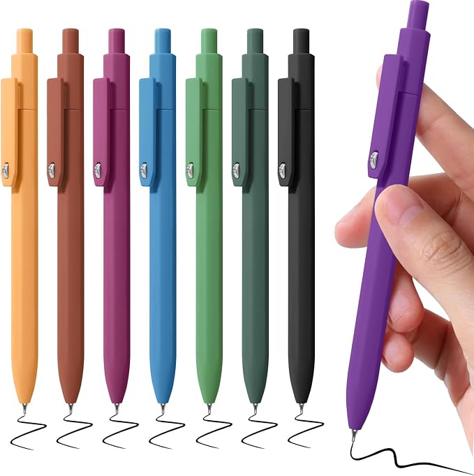 Piochoo Gel Pens, 8 Pack Fine Point Black Ink Smooth Writing Ink Pen, Retractable Quick Dry Aesthetic Cute Pens for Women Nurses School Office Supplies
