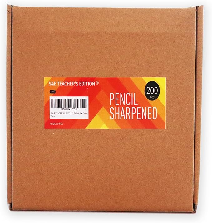S & E TEACHER'S EDITION #2 HB Pencils 200 Count, Pre-Sharpened Wood-Cased Pencils with Eraser Tops, Yellow Bulk Pencil for Classroom Teacher Supplies, Writing, Drawing & Back to School
