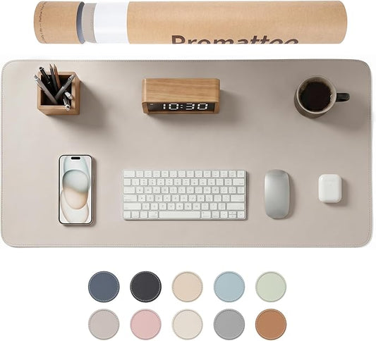 Large Desk Pad Non-Slip Desk Mat Protector for Keyboard Mouse Waterproof Vegan Leather Surface Faux Leather Laptop Mat Smooth Mouse Pad Premium Gift Tube Stone Gray 23.6" x 13.7"