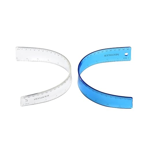 Flexible Shatterproof Bendable Unbreakable Safe Soft Transparent Clear Plastic Straight Flat Ruler, 30 cm/12 inch. Set of 2, Clear and Blue, for Home, School, Office, for Kids and Adults