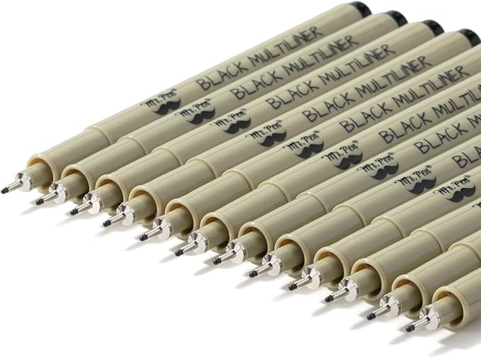 Mr. Pen- 0.5mm Micro Fine Point Pens, 8 Pack, Black Ink, Waterproof | Acid-Free, No-Smear Quick-Dry Fineliner Pens for Drawing, Sketching, Bible Journaling, Outlines & Everyday Writing