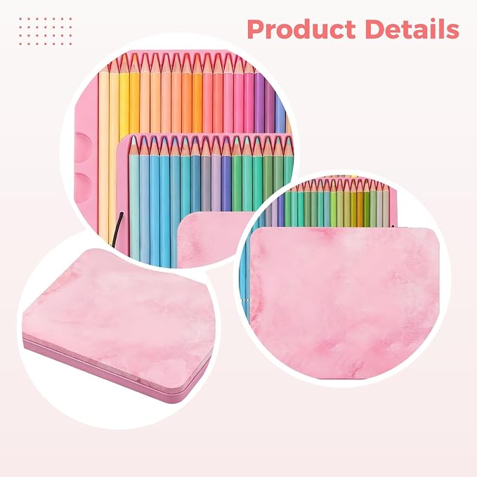 50 Pcs Colored Pencils, Pastel Set, Soft Lead For Adult Coloring, Rich, Vibrant Colors, With Storage Tin Box
