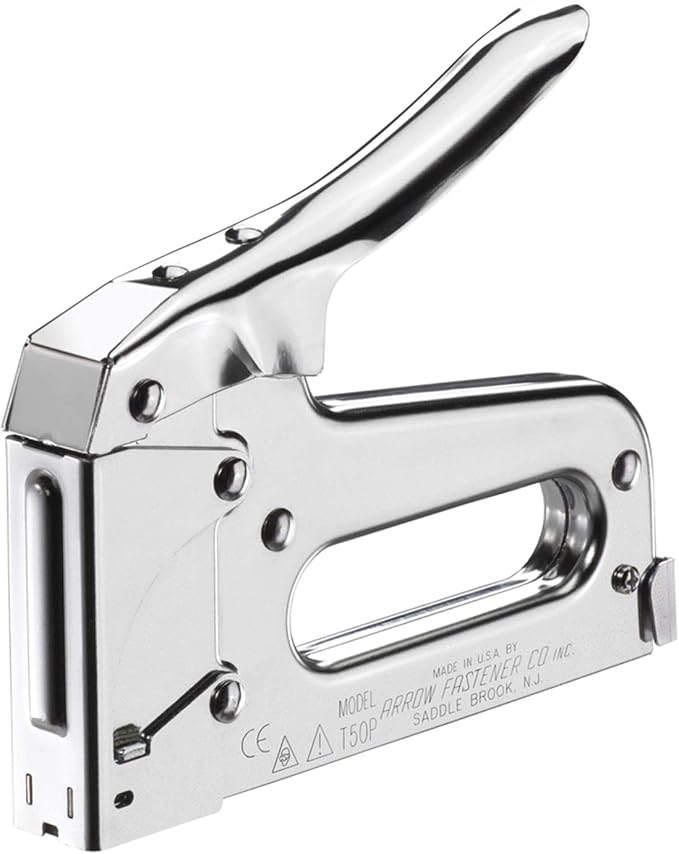 Arrow T50 Heavy-Duty Staple Gun, Manual Stapler | Chrome Steel, For Upholstery, Wood, Crafts, DIY and Professional Uses, Fits T50 1/4", 5/16", 3/8", 1/2" & 9/16" Staples