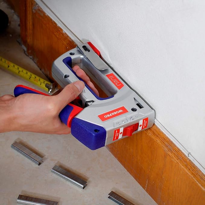 WORKPRO Heavy-Duty 4-in-1 Staple Gun Kit | Manual Brad Nailer, 3000 Staples & 1000 Brad Nails Included, For Upholstery, Material Repair, Decoration