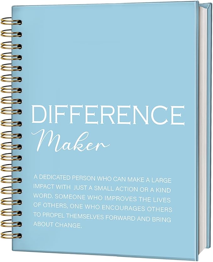 Blue Difference Maker Gift, Difference Maker Definition Hardcover Spiral Notebook Journal, Motivational Notebooks, Thank You Gifts for Women Men Teacher Coworkers, 5.5x8.3