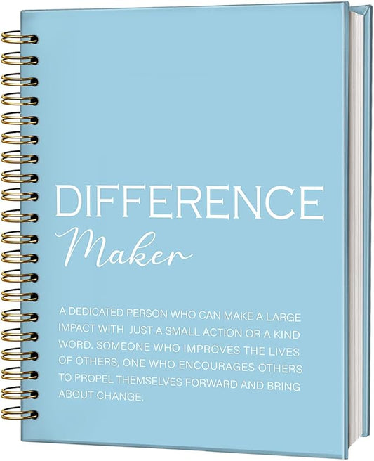 Blue Difference Maker Gift, Difference Maker Definition Hardcover Spiral Notebook Journal, Motivational Notebooks, Thank You Gifts for Women Men Teacher Coworkers, 5.5x8.3