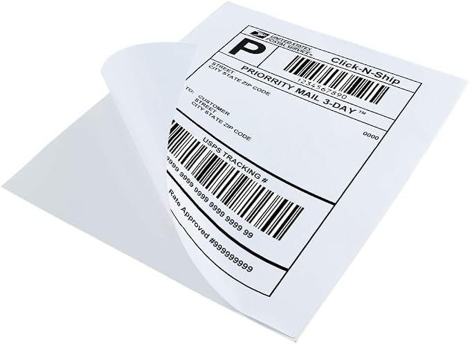 L LIKED 500 Sheets 8.5 x 11 Full Sheet Label, Matte, White Sticker Paper for Laser & Inkjet Printer, Strong Adhesive (500 PCS)