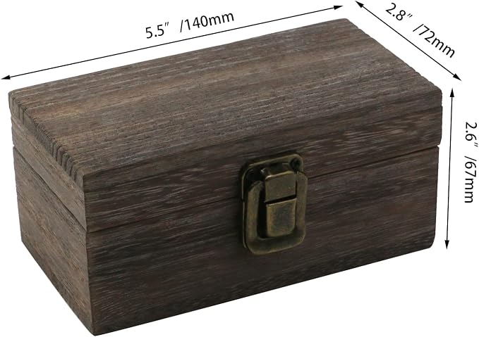 Antique Wooden Box with Hinged Lid and Lock Rectangle Wooden Storage Box Decorative Wood Box for Crafts, Hobbies, Gifts, and Jewelry Box（1 Floor）