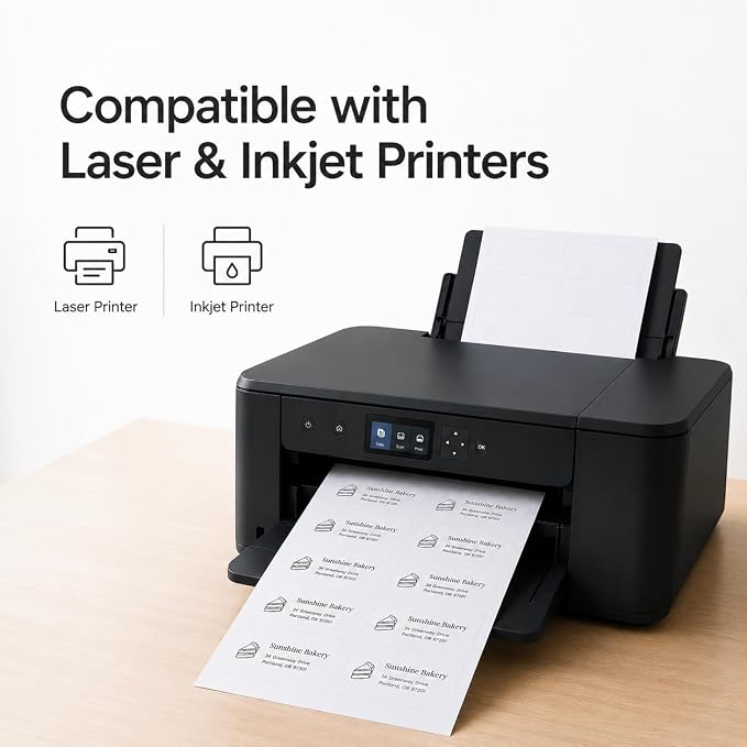 (2" x 4") 30 Sheets, Printable White Sticker Labels, Laser/Inkjet Printing - Matte, 10 per Page