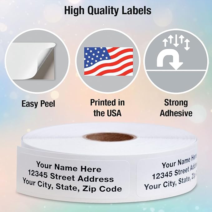 Colorful Images Personalized Return Address Labels | Gloss White, 125 Count, Self-Adhesive, Without Dispenser, Customize with Name & Shipping Address