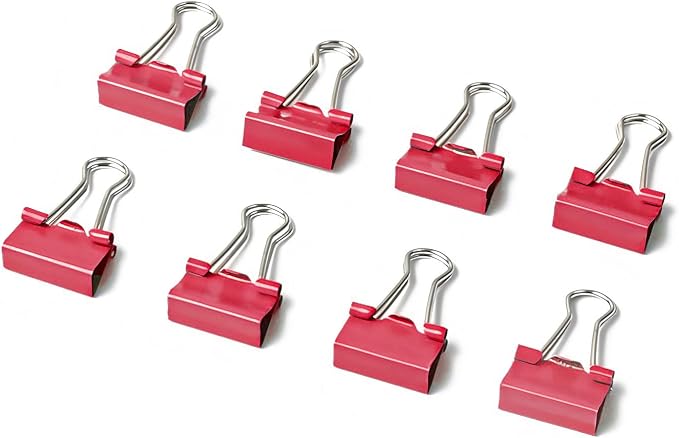 50 Pack Small Red Binder Clips 3/4 Inch (19 mm), Colored Little Paper Clamps, Tiny Mini Paper Clips for Office Home School Business 0.75"