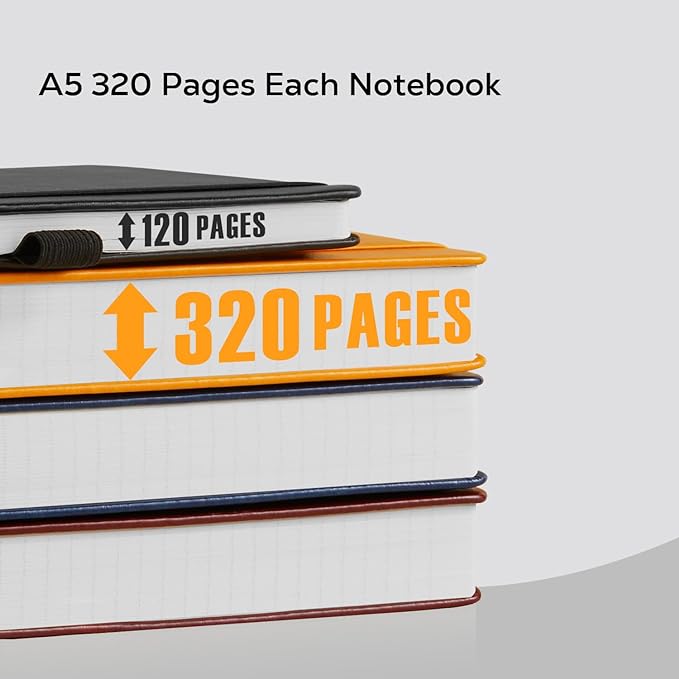 Hardcover Lined Notebook Journal for Writing, 320 Pages Leather Thick College Ruled Notebook Journal with 100GSM Paper, A5 (5.7'' X 8.4'') Daily Journal for Women Men Work Organization, Black