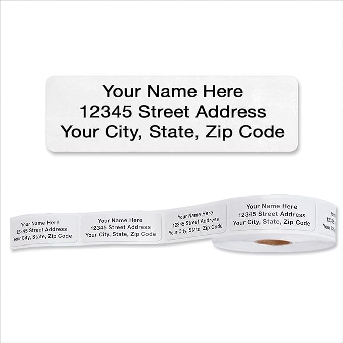 Colorful Images Personalized Return Address Labels | Gloss White, Roll of 250, Self-Adhesive, Without Dispenser, Customize with Name & Shipping Address