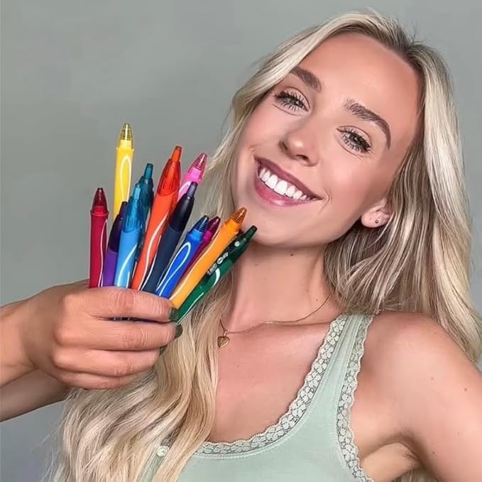 BIC Gelocity Quick Dry Assorted Colors Gel Pens, Medium Point (0.7 mm), School Supplies for Color-Coding Notes, with Full Grip, 12-Count Pack in Assorted Colors