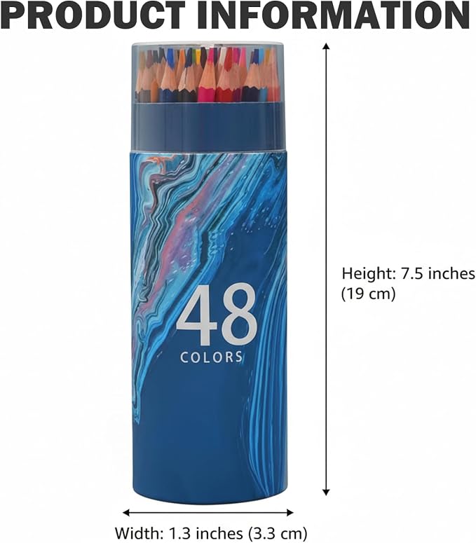 48Pcs Colored Pencil Set, Professional Drawing & Coloring Pencils with Velvety-Soft Core for Artists, Adults, Kids - 48 Vibrant Colors Colour Pencils Colored Pencil