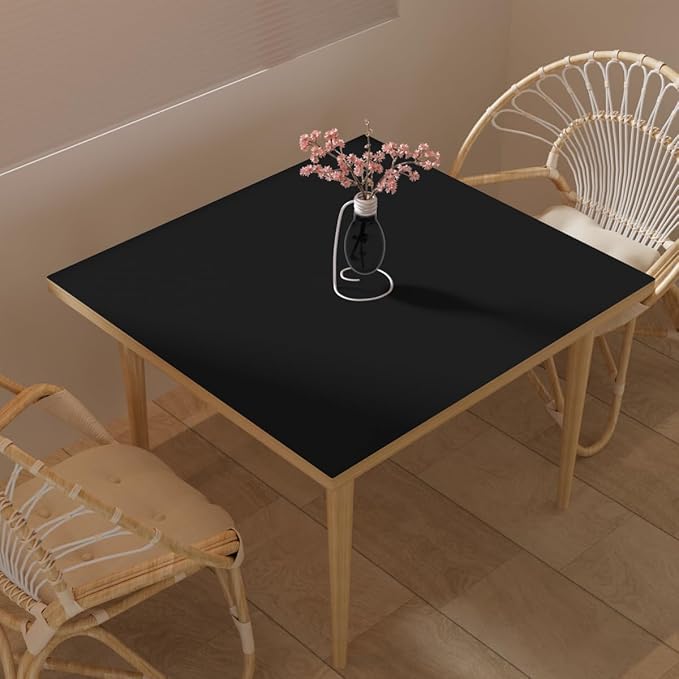 Faux Leather Table Cover,1.8mm Thick,36x36 Inch Table Protector,Table Protector for Dining Room Table,Dining Table Protector.(Black+Black,36x36)