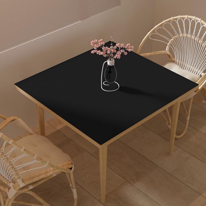 Faux Leather Table Cover,1.8mm Thick,40x40 Inch Table Protector,Table Protector for Dining Room Table,Dining Table Cover,Table Cover Protector.(Black+Black,40x40)
