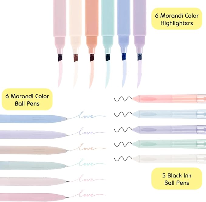 24Pcs Bible Study Supplies Journal Kit Book Annotation Kit Aesthetic Pastel Highlights Pens Tabs Bookmarks Bags for Women Teens School Accessories Cute Colorful Bible Highlighters Pens No Bleed