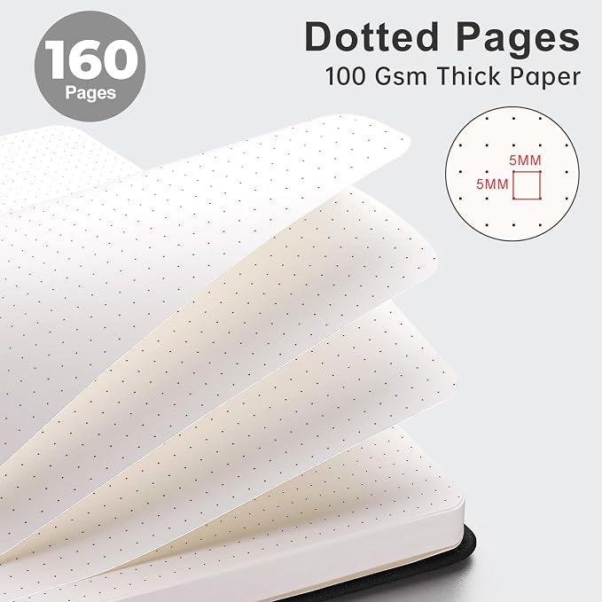 AHGXG Dotted Journal Notebook, 192 Pages, A5 Medium Size (5.7'' x 8.3'') | Leather Hardcover, 100 GSM Thick Paper, for Journaling, Planning, Tracking (Colourful Tree)