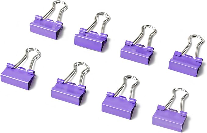 50 Pack Small Purple Binder Clips 3/4 Inch (19 mm), Colored Little Paper Clamps, Tiny Mini Paper Clips for Office Home School Business 0.75"
