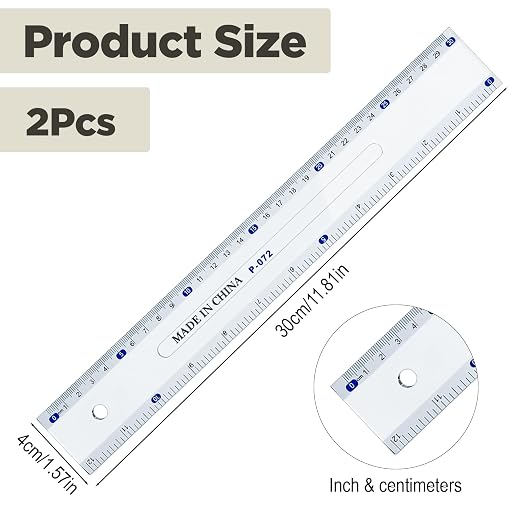 Grevosea 2 Pack Clear Plastic Ruler 12 Inch Straight Rulers with Centimeters and Inches Shatterproof Ruler Set for School Office Home Supplies Transparent Measuring Tool (Light Blue)