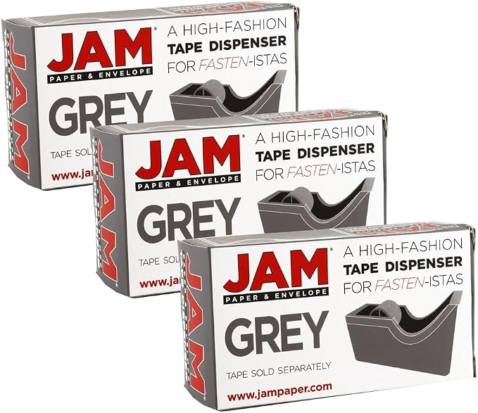 JAM PAPER Colorful Desk Tape Dispensers - Grey - 3/Pack