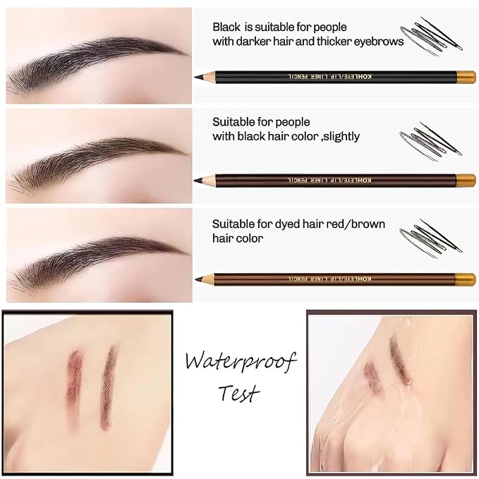 FeiCuiYun 5Pcs Wooden Hard-Core Eyebrow Pencils for Women, Light Brown Eyebrow and Eyeliner Pencil, Long Lasting Waterproof and Sweat-Proof, Beginner Makeup Brow Pencil, Create a Natural Eye Brow