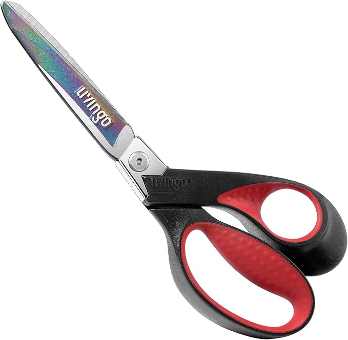 LIVINGO 9" Heavy Duty Titanium Coated Stainless Steel Industrial Multipurpose Scissors Sharp Forged Professional Shears for Sewing, Carpet, Craft, Home Office & Outdoor Use