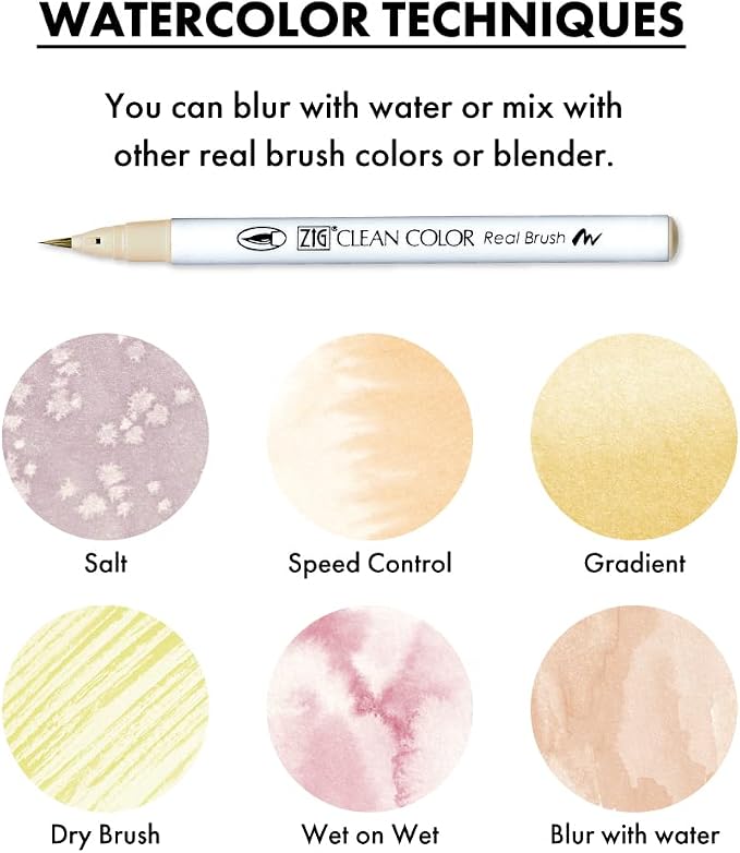 ZIG CLEAN COLOR REAL BRUSH 6 Color set (6 Pale Colors set I)