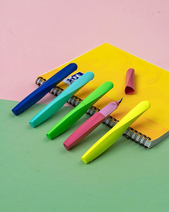 Pelikan Twist Fountain Pen with 1 Ink Cartridge, Medium Nib, Neon Green, Boxed (807258)