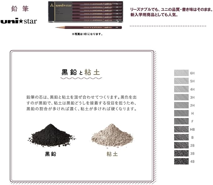 三菱鉛筆 Mitsubishi Pencil pencil Unistar hexagonal Standard B dozen (12 pieces) (japan import)
