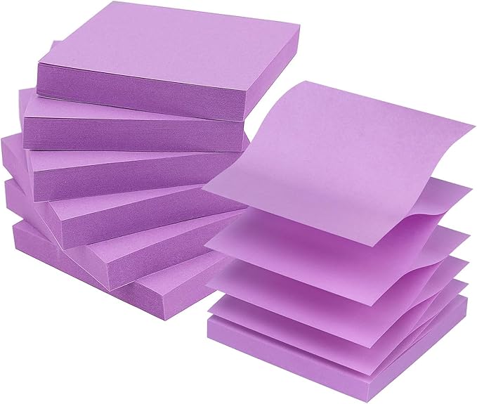 Early Buy Pop Up Sticky Notes, 3x3 in, 6 Pads, 100 Sheets/Pad(Purple) | Refillable design, Repositionable adhesive, Ideal for reminders and office organization