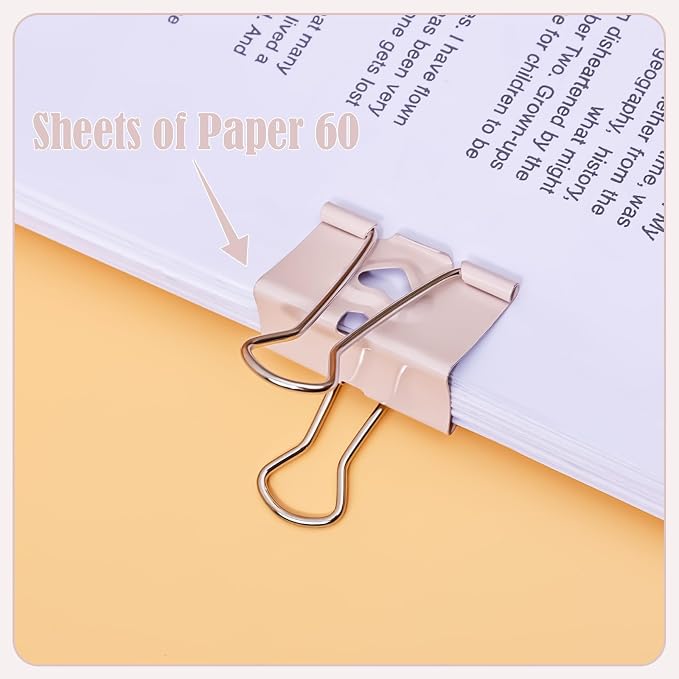 BAYTORY 48Pcs Pastel Binder Clips, 1 Inch (25 mm) Medium Binder Clips | with Clear Storage Container, Paper Clamps for School Teachers Office Supplies (25mm)