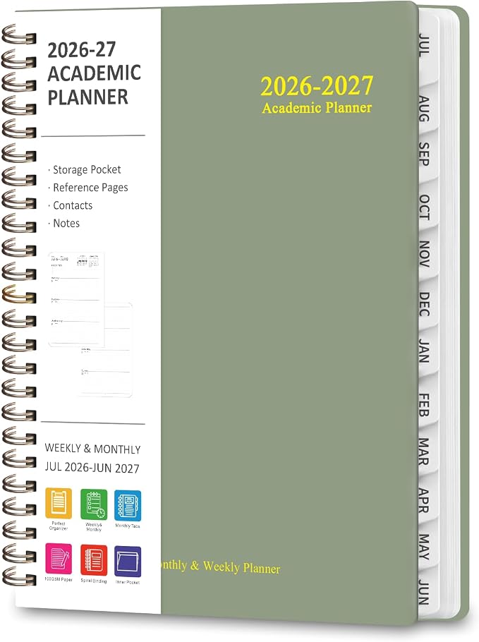 Planner 2026-2027, Weekly and Monthly Academic Planner, July 2026 - June 2027, Hardcover Calendar Agenda Book for School Year Planning, School Supplies for Teacher and Student, Letter Size(8.5'' x 11'')