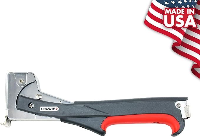 Arrow HTX50 Professional Heavy Duty Hammer Tacker, Manual Stapler for Construction and Insulation, Ergonomic Grip Handle, Dual-Capacity Rear-Load Magazine, Fits 5/16”, 3/8", or 1/2" Staples , Grey