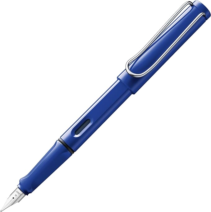 LAMY safari blue - Fountain Pen with ergonomic grip & polished steel nib in size EF - ideal for any Writing & Calligraphy - including LAMY T 10 blue cartridge - Right-Handed