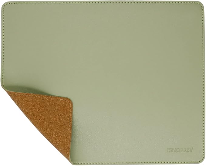Leather Mouse Pad - Wood Mouse Pads with Stitched Edge,PU Non-Slip Mouse Mat,Double Side Mousepad,Waterproof Gaming Mouse Pad for Desk,Laptop,Office & Home,10.2" x 8.3",1 Pack (Matcha Green)