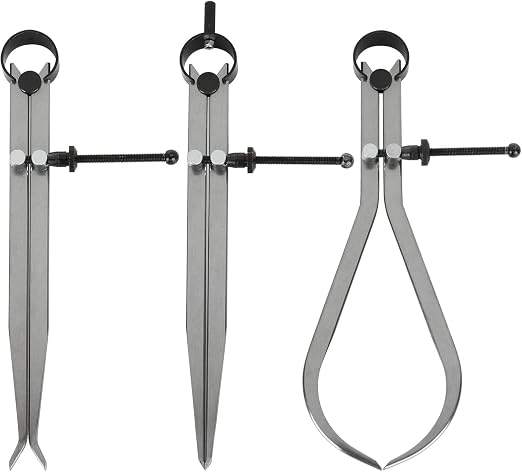 3 Pieces Spring Caliper Set - Inside, Outside & Divider 6" Inch / 150 Divider Set Mm - Measuring Tool, Workshop, Tool Room Wood-Turning Lathe Projects. Leather Crafting & Scribing