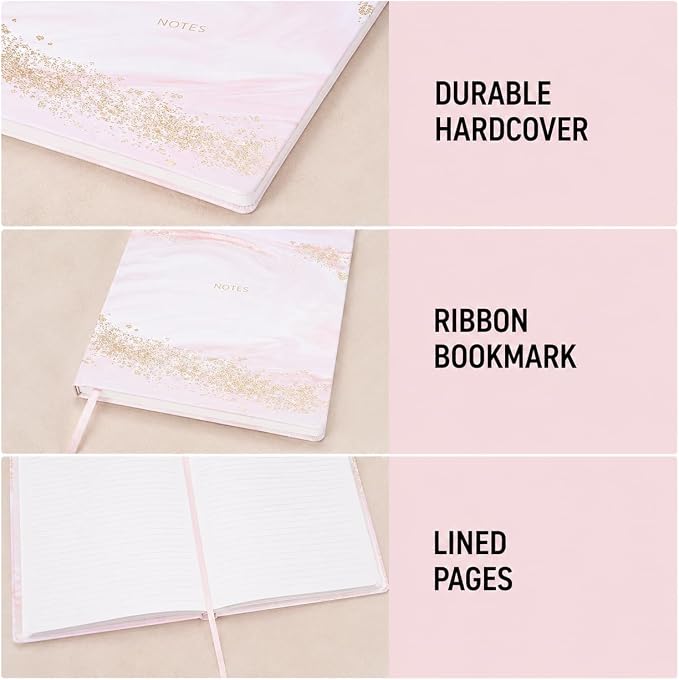 WORLD TRAVELER Large Lined Journal Notebook 256 Ruled White & Ivory Pages | Lay-Flat Binding, Gilded Page Edges Resist Wear, Reinforced Square Corners, Bleed-Resistant Smooth Paper