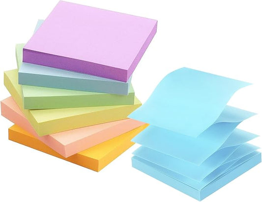 Early Buy Pop Up Sticky Notes 3x3, 6 Pads, 6 Pastel Color, 100 Sheets/Pad | repositionable adhesive, ideal for planners, reminders, and office organization