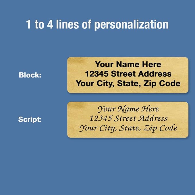 Personalized Return Address Labels, Roll of 125 Gold Foil Self-Adhesive Labels Without Dispenser, Customize with Name & Shipping Address, Colorful Images