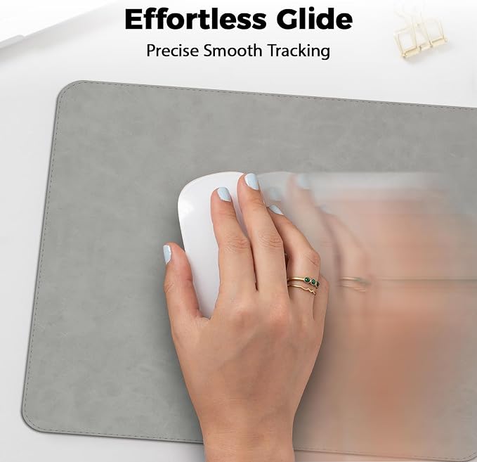 Mouse pad, Non-Slip Washable Waterproof Computer Mouse mat Thick for Laptop Wireless Mouse Home Office Travel, Portable 9.8"x 8.3" S Light Grey