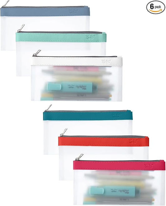 Mr. Pen- Clear Pencil Pouch, 8.50"x4.25", 6 Pack, Durable TPU Material | Medium Water-Resistant Pencil Bags with Smooth Zipper, Multipurpose Clear Pouch for Stationery, School, Office