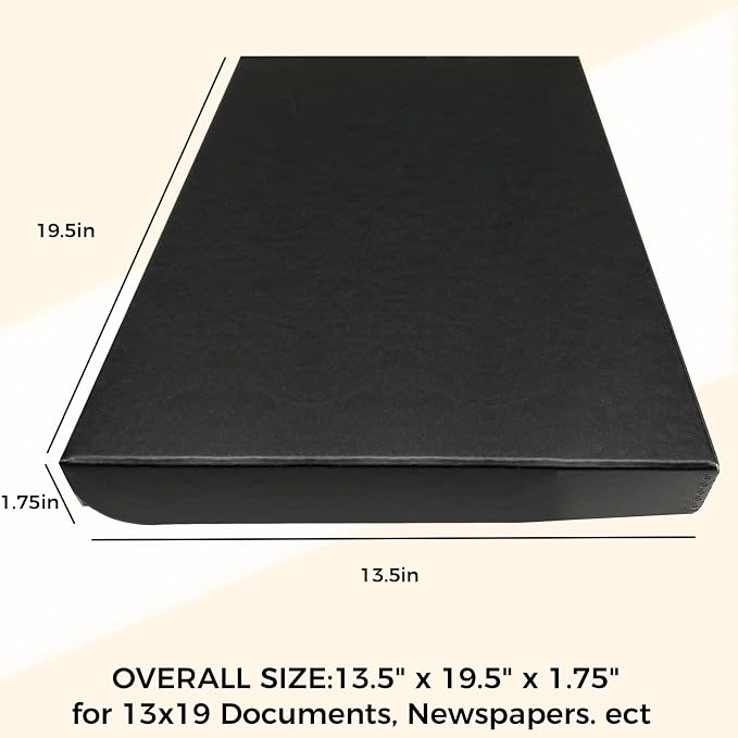 Golden State Art, Clamshell Archival Storage Box 13x19, Black, Pack of 2 | Acid-Free Photo Box with Metal Edge Corner, Preserve And Store Paper Documents Cards Prints Arts and Crafts DIY Projects