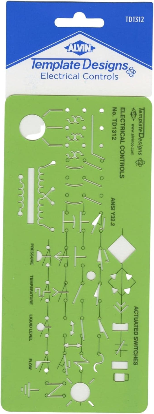 ALVIN TD1312, Electronic Controls Template, Design Tool for Students and Professionals Size: 3.75" x 8" x 0.03"