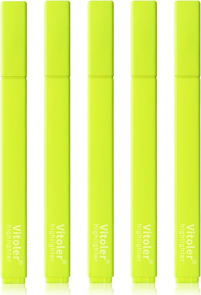 Vitoler Yellow Highlighter, Quick Dry,Cute Chisel Tip 5pcs | Dry Fast,long lasting high quality for bible study,books,journal,writing,school office