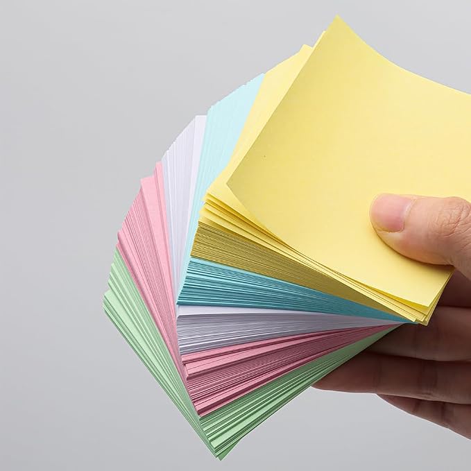MEI YI TIAN 500 Sheets Bright Color Non-Sticky Blank Notes Cube 3x3 Inch 5 Colors Memo Paper Memo Pad Cubes for Taking Notes Reminders Writing Supplies